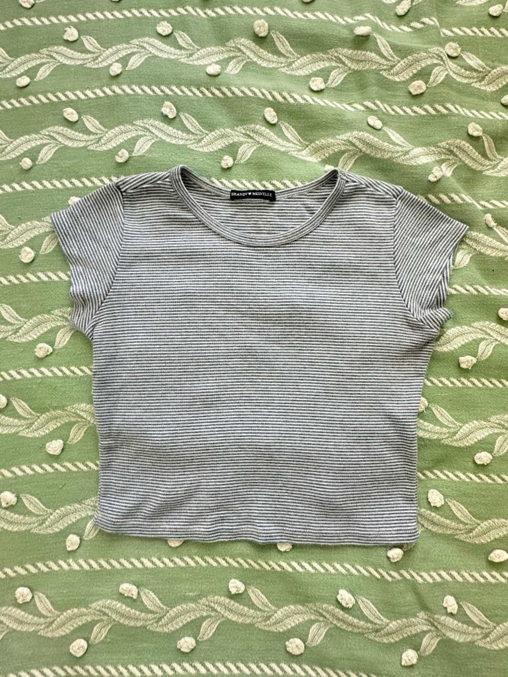 Brandy Melville Blue & White Striped Baby Tee